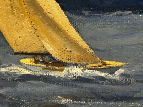 OIL PAINTING MS ACHILLE LAURO SHIP BY WILLIAM ERIC THORP - ADDITIONAL PHOTO 13