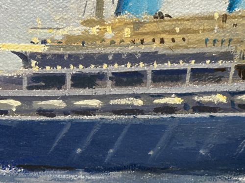 OIL PAINTING MS ACHILLE LAURO SHIP BY WILLIAM ERIC THORP - ADDITIONAL PHOTO 18