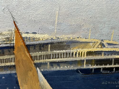 OIL PAINTING MS ACHILLE LAURO SHIP BY WILLIAM ERIC THORP - ADDITIONAL PHOTO 21