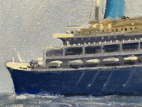 OIL PAINTING MS ACHILLE LAURO SHIP BY WILLIAM ERIC THORP - ADDITIONAL PHOTO 27