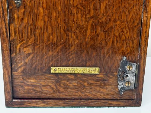 19TH CENTURY PUGIN DESIGN PRIVATE CHAPEL TIGER OAK LETTER BOX WITH KEY - ADDITIONAL PHOTO 7