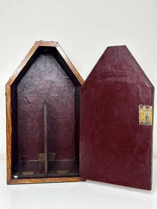 19TH CENTURY PUGIN DESIGN PRIVATE CHAPEL TIGER OAK LETTER BOX WITH KEY - ADDITIONAL PHOTO 21