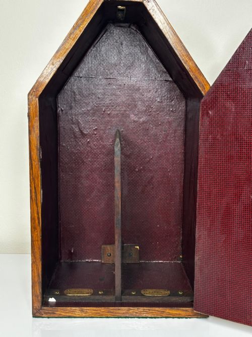 19TH CENTURY PUGIN DESIGN PRIVATE CHAPEL TIGER OAK LETTER BOX WITH KEY - ADDITIONAL PHOTO 22