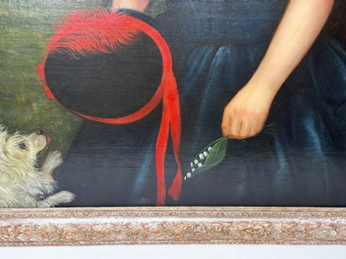 VICTORIAN OIL PAINTING ELIZA MADDOCK ONCHAN ISLE OF MAN HAVANESE DOG - ADDITIONAL PHOTO 2