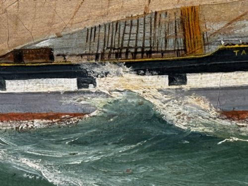 VICTORIAN OIL PAINTING TARANAKI IRON SAILING SHIP NEAR PORT CHAMBERS - ADDITIONAL PHOTO 14