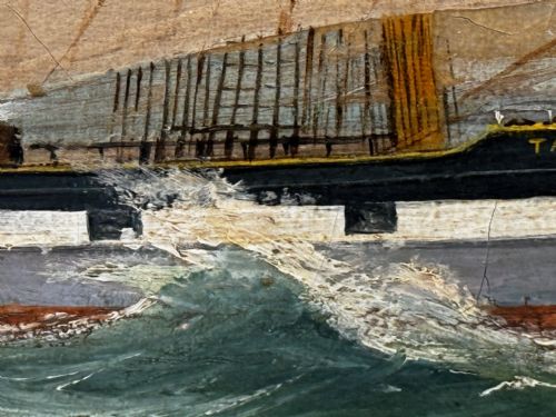 VICTORIAN OIL PAINTING TARANAKI IRON SAILING SHIP NEAR PORT CHAMBERS - ADDITIONAL PHOTO 15