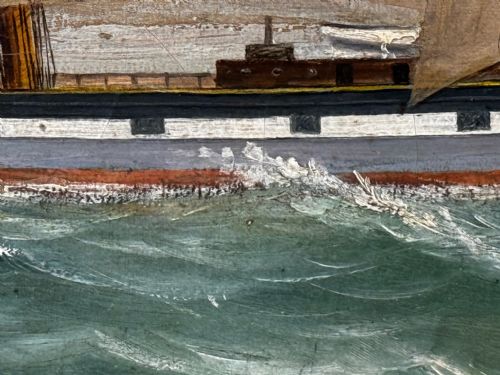 VICTORIAN OIL PAINTING TARANAKI IRON SAILING SHIP NEAR PORT CHAMBERS - ADDITIONAL PHOTO 16