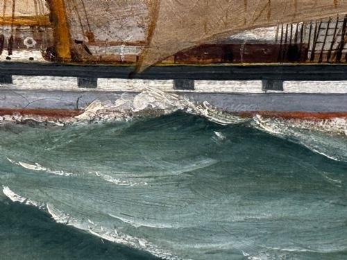 VICTORIAN OIL PAINTING TARANAKI IRON SAILING SHIP NEAR PORT CHAMBERS - ADDITIONAL PHOTO 17