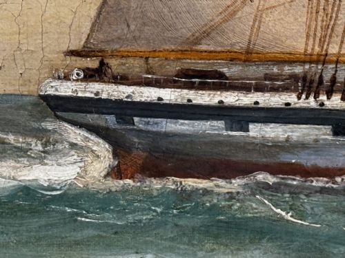 VICTORIAN OIL PAINTING TARANAKI IRON SAILING SHIP NEAR PORT CHAMBERS - ADDITIONAL PHOTO 18
