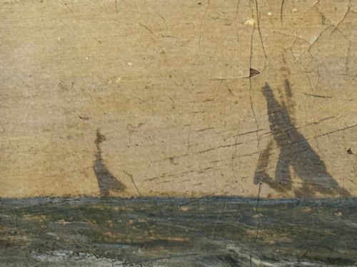 VICTORIAN OIL PAINTING TARANAKI IRON SAILING SHIP NEAR PORT CHAMBERS - ADDITIONAL PHOTO 20