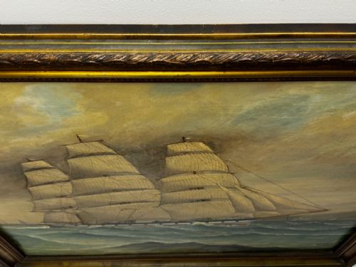 VICTORIAN OIL PAINTING TARANAKI IRON SAILING SHIP NEAR PORT CHAMBERS - ADDITIONAL PHOTO 25