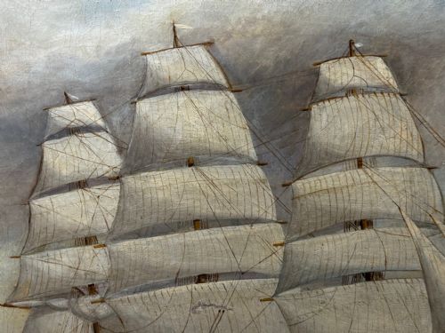VICTORIAN OIL PAINTING TARANAKI IRON SAILING SHIP NEAR PORT CHAMBERS - ADDITIONAL PHOTO 29
