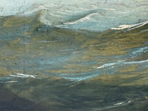 MARINE GEORGIAN OIL PAINTING FISHING BOAT HEADING OUT BRISK WINDS - ADDITIONAL PHOTO 11