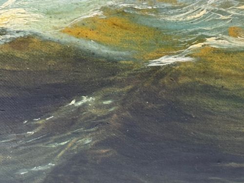 MARINE GEORGIAN OIL PAINTING FISHING BOAT HEADING OUT BRISK WINDS - ADDITIONAL PHOTO 17