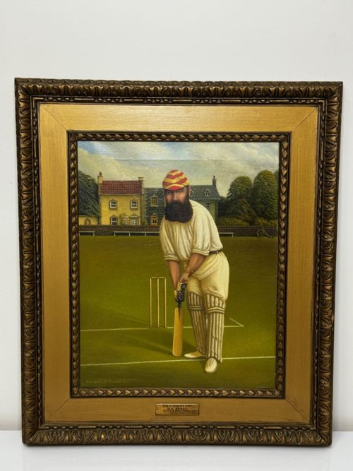 VICTORIAN OIL PAINTING PORTRAIT CRICKETER WILLIAM GILBERT GRACE - ADDITIONAL PHOTO 1