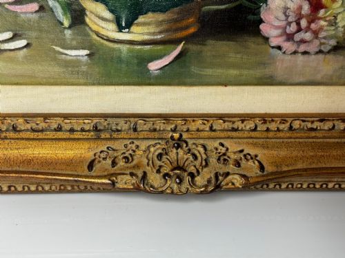 VICTORIAN OIL PAINTING FLOWERS CHRYSANTHEMUMS VASE BY EMILY SELINGER - ADDITIONAL PHOTO 4