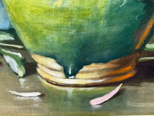 VICTORIAN OIL PAINTING FLOWERS CHRYSANTHEMUMS VASE BY EMILY SELINGER - ADDITIONAL PHOTO 16