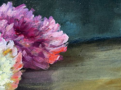 VICTORIAN OIL PAINTING FLOWERS CHRYSANTHEMUMS VASE BY EMILY SELINGER - ADDITIONAL PHOTO 28