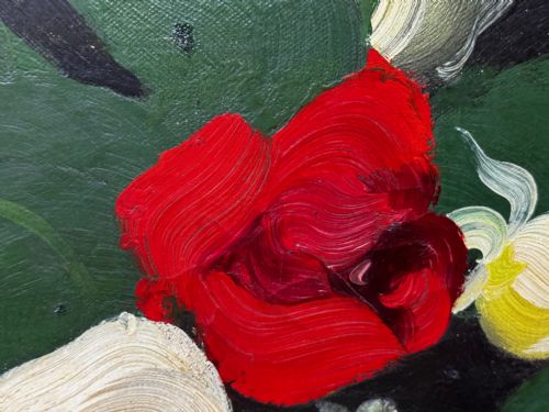 VICTORIAN OIL PAINTING FLOWERS YELLOW RED ROSES BY JAMES STUART PARK - ADDITIONAL PHOTO 19
