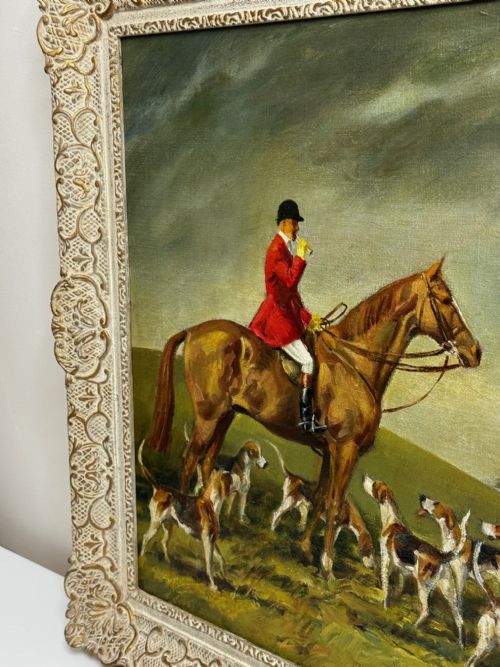 fig 3. Oil Painting Red Coat Hounds Fernie Hunt By John Theodore Kenney