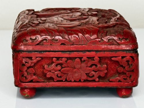 QING DYNASTY 19TH CENTURY CINNABAR LACQUERED ENAMEL TRINKET BOX - ADDITIONAL PHOTO 14
