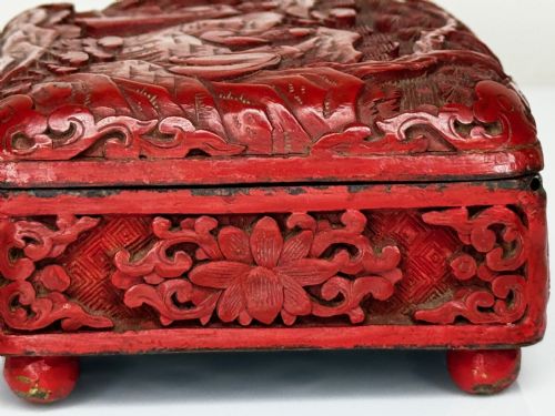 QING DYNASTY 19TH CENTURY CINNABAR LACQUERED ENAMEL TRINKET BOX - ADDITIONAL PHOTO 15