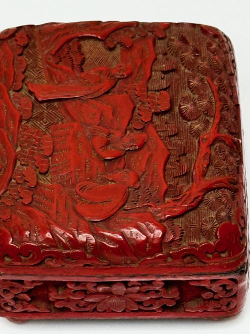 QING DYNASTY 19TH CENTURY CINNABAR LACQUERED ENAMEL TRINKET BOX - ADDITIONAL PHOTO 17