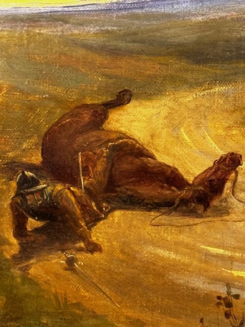 VICTORIAN OIL PAINTING CIVIL WAR ROYALIST PURSUED BY ROUNDHEADS ESCAPE - ADDITIONAL PHOTO 13