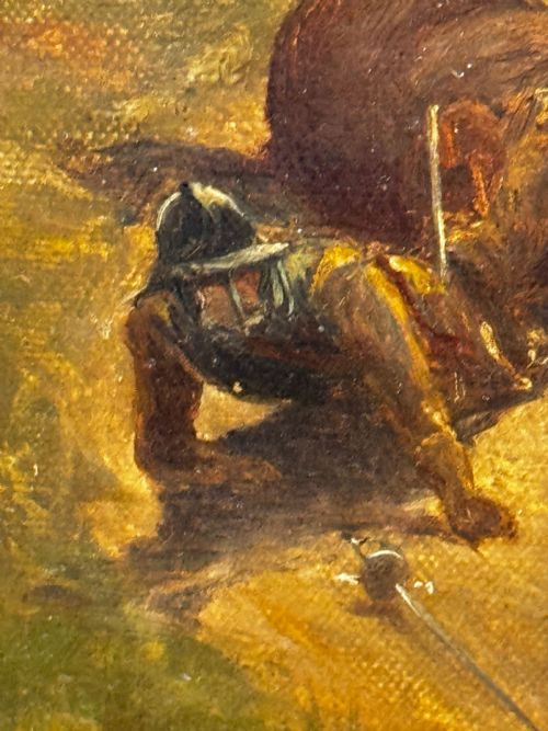 VICTORIAN OIL PAINTING CIVIL WAR ROYALIST PURSUED BY ROUNDHEADS ESCAPE - ADDITIONAL PHOTO 14