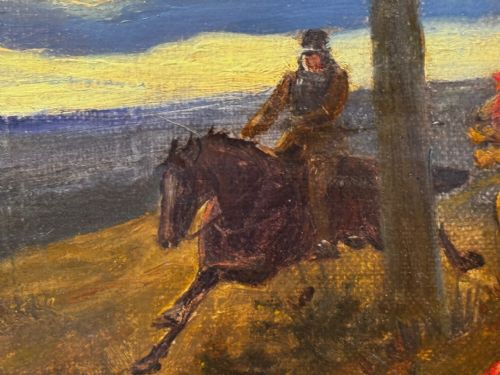 VICTORIAN OIL PAINTING CIVIL WAR ROYALIST PURSUED BY ROUNDHEADS ESCAPE - ADDITIONAL PHOTO 18
