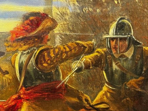VICTORIAN OIL PAINTING CIVIL WAR ROYALIST PURSUED BY ROUNDHEADS ESCAPE - ADDITIONAL PHOTO 21