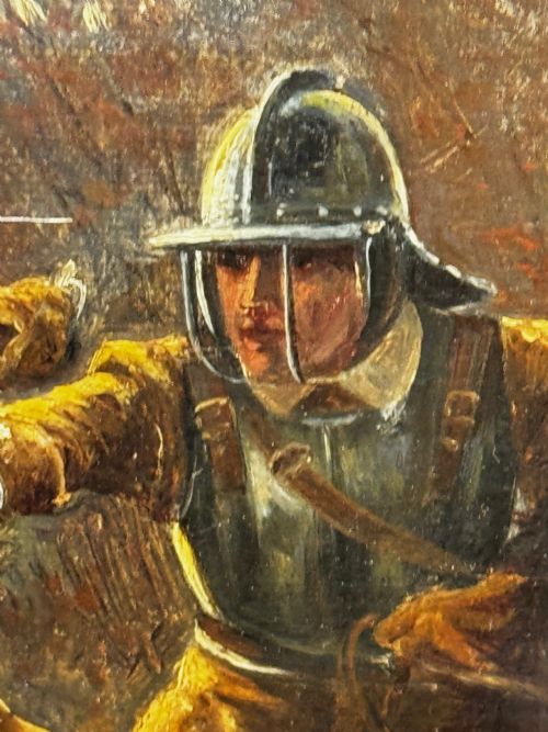 VICTORIAN OIL PAINTING CIVIL WAR ROYALIST PURSUED BY ROUNDHEADS ESCAPE - ADDITIONAL PHOTO 22