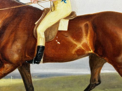 OIL PAINTING RACE HORSE WINNER BESSY BAY HUNTER JOCKEY RIDING C1831 - ADDITIONAL PHOTO 21