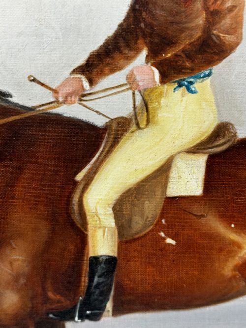OIL PAINTING RACE HORSE WINNER BESSY BAY HUNTER JOCKEY RIDING C1831 - ADDITIONAL PHOTO 22