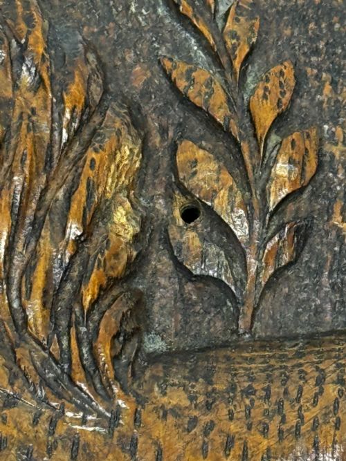 19TH CENTURY PUGIN DESIGN CARVED TIGER OAK HERALDIC LION SHIELD CREST - ADDITIONAL PHOTO 15