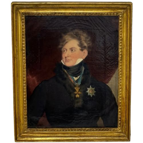 19th century oil painting portrait royal king george iv royal garter - CATEGORY: ANTIQUE ART - DATED 19TH CENTURY