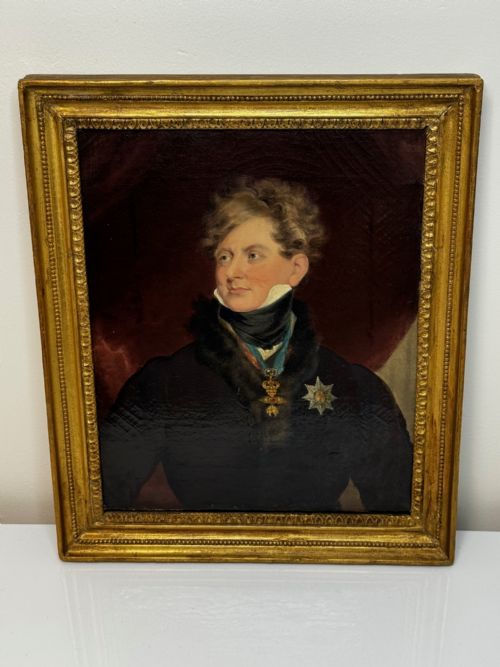19TH CENTURY OIL PAINTING PORTRAIT ROYAL KING GEORGE IV ROYAL GARTER - ADDITIONAL PHOTO 2