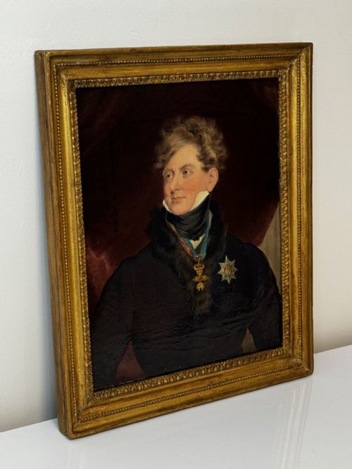 19TH CENTURY OIL PAINTING PORTRAIT ROYAL KING GEORGE IV ROYAL GARTER - ADDITIONAL PHOTO 3