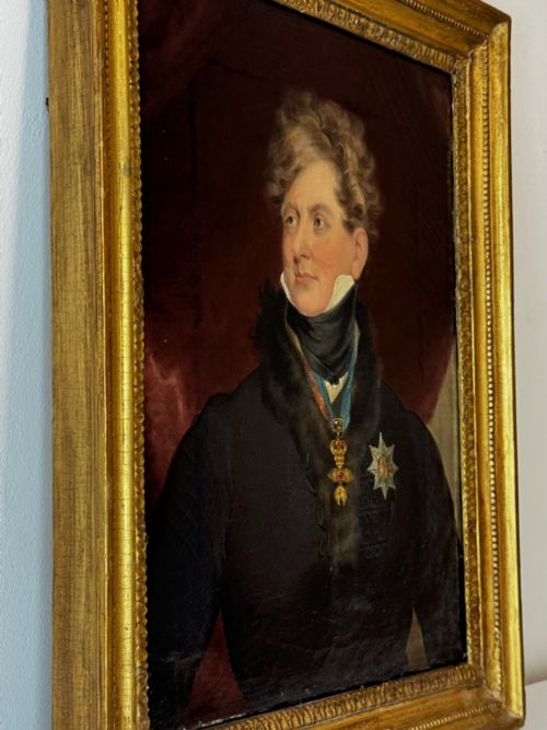 19TH CENTURY OIL PAINTING PORTRAIT ROYAL KING GEORGE IV ROYAL GARTER - ADDITIONAL PHOTO 4