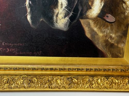 OIL PAINTING PRIZED SAINT BERNARD DOG BY FREDERICK THOMAS DAWS - ADDITIONAL PHOTO 3