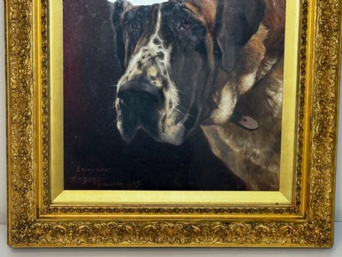 OIL PAINTING PRIZED SAINT BERNARD DOG BY FREDERICK THOMAS DAWS - ADDITIONAL PHOTO 15
