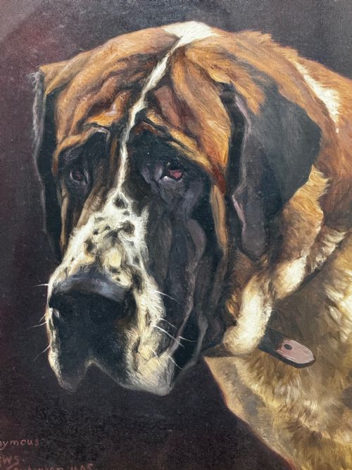 OIL PAINTING PRIZED SAINT BERNARD DOG BY FREDERICK THOMAS DAWS - ADDITIONAL PHOTO 16