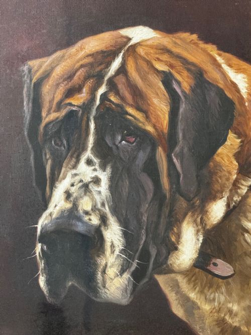 OIL PAINTING PRIZED SAINT BERNARD DOG BY FREDERICK THOMAS DAWS - ADDITIONAL PHOTO 17