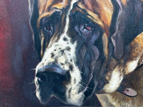 OIL PAINTING PRIZED SAINT BERNARD DOG BY FREDERICK THOMAS DAWS - ADDITIONAL PHOTO 18