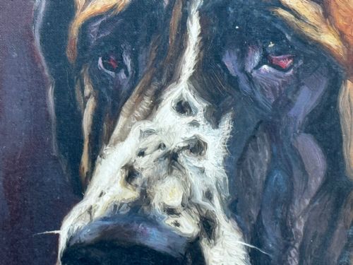 OIL PAINTING PRIZED SAINT BERNARD DOG BY FREDERICK THOMAS DAWS - ADDITIONAL PHOTO 19