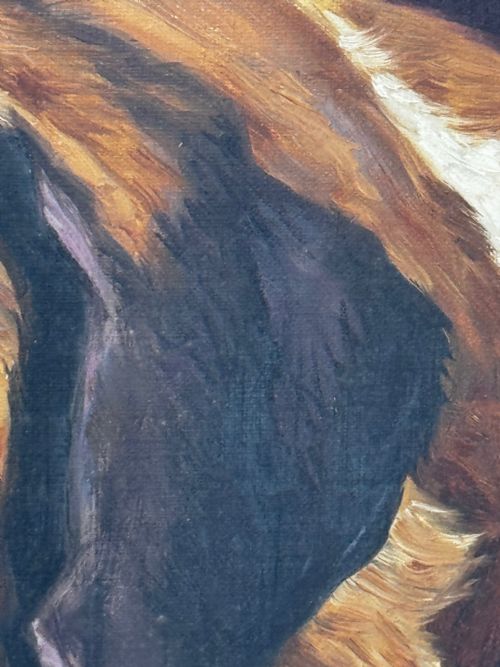 OIL PAINTING PRIZED SAINT BERNARD DOG BY FREDERICK THOMAS DAWS - ADDITIONAL PHOTO 24