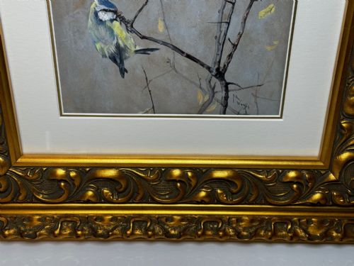 VICTORIAN WATERCOLOUR APPLE BLOSSOM BLUE TIT BIRD BY ARTHUR WARDLE - ADDITIONAL PHOTO 3