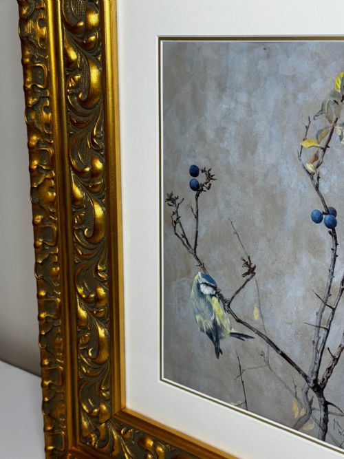 VICTORIAN WATERCOLOUR APPLE BLOSSOM BLUE TIT BIRD BY ARTHUR WARDLE - ADDITIONAL PHOTO 4