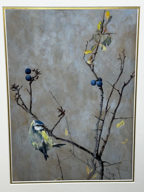 VICTORIAN WATERCOLOUR APPLE BLOSSOM BLUE TIT BIRD BY ARTHUR WARDLE - ADDITIONAL PHOTO 8