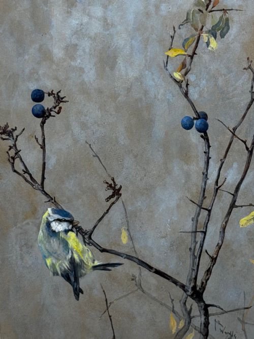 VICTORIAN WATERCOLOUR APPLE BLOSSOM BLUE TIT BIRD BY ARTHUR WARDLE - ADDITIONAL PHOTO 9